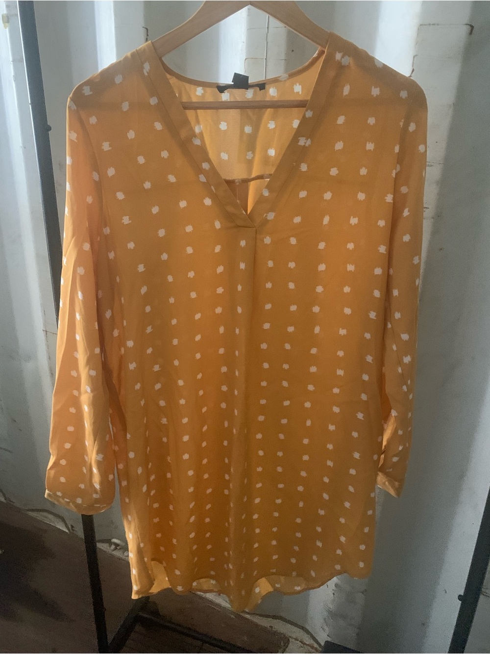 Forever 21 Yellow Polka Dot Midi Dress